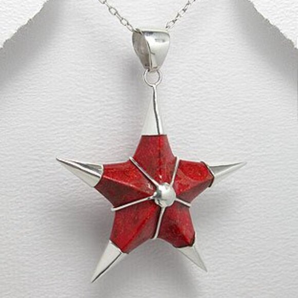 Sterling Silver Sponge Coral Star Pendant - NEW - Picture 1 of 1